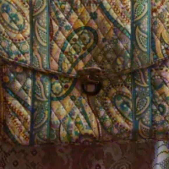 Vera Bradley attache briefcase Paisley Aqua Yellow Floral shoulder strap handle - Picture 3 of 12